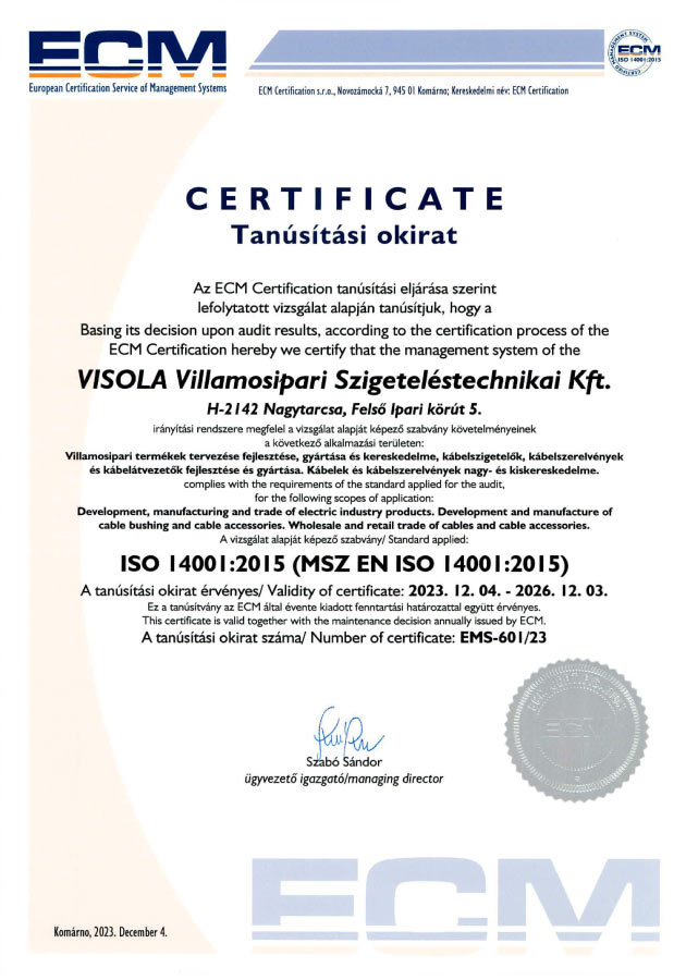 MSZ EN ISO 14001:2015 EMS-601/23